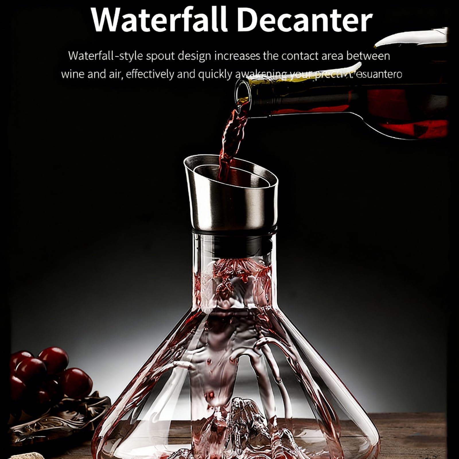 Décanteur électrique pour aérateur de vin, fonctionnement en un clic, filtre en acier inoxydable, éclairage ambiant, idéal pour bars, restaurants et réunions de famille