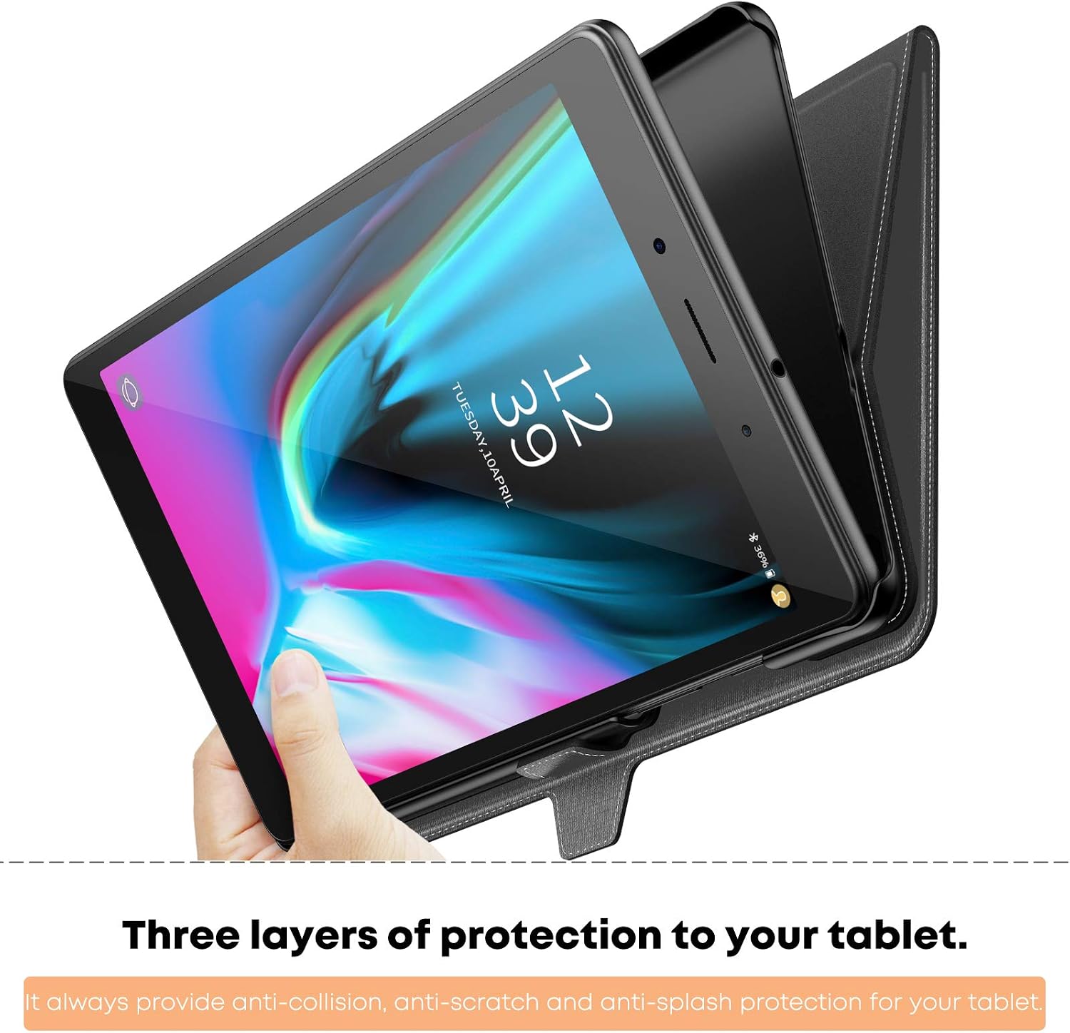 Infiland Galaxy Tab A 8.0 2019 Case, Multi-Angle Case Compatible with Samsung Galaxy Tab A 8.0 2019 Release Tablet Model SM-T290/ SM-T295/SM-T297, Gray