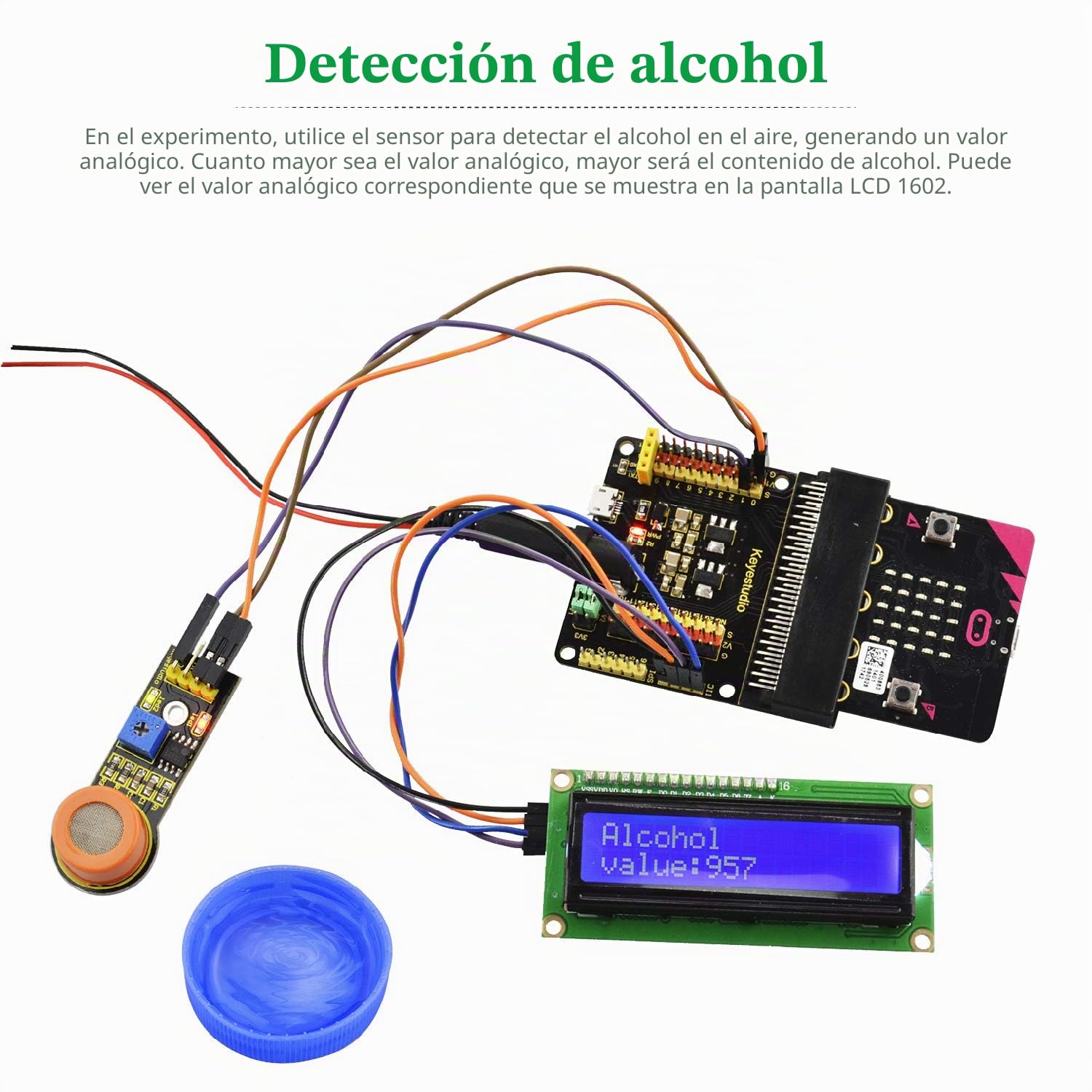 KEYESTUDIO BBC Micro:bit Sensors Module Kit con Microbit V2.2 Board Breakout Board, I2C LCD Pantalla OLED, Nivel de Agua, Relay, etc. con PDF Tutorials Coding para Adultos