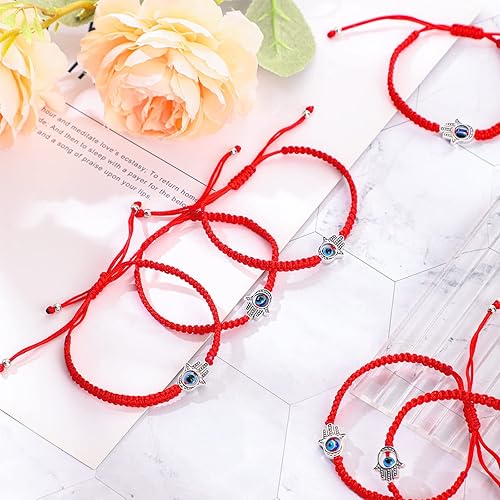 Miniatura 4 de Jadive 20 Piezas Pulsera de Protección Roja de Buena Suerte Cordón Rojo del Destino Pulsera Ajustable Nudo Trenzado Cuerda Kabbalah para Amante