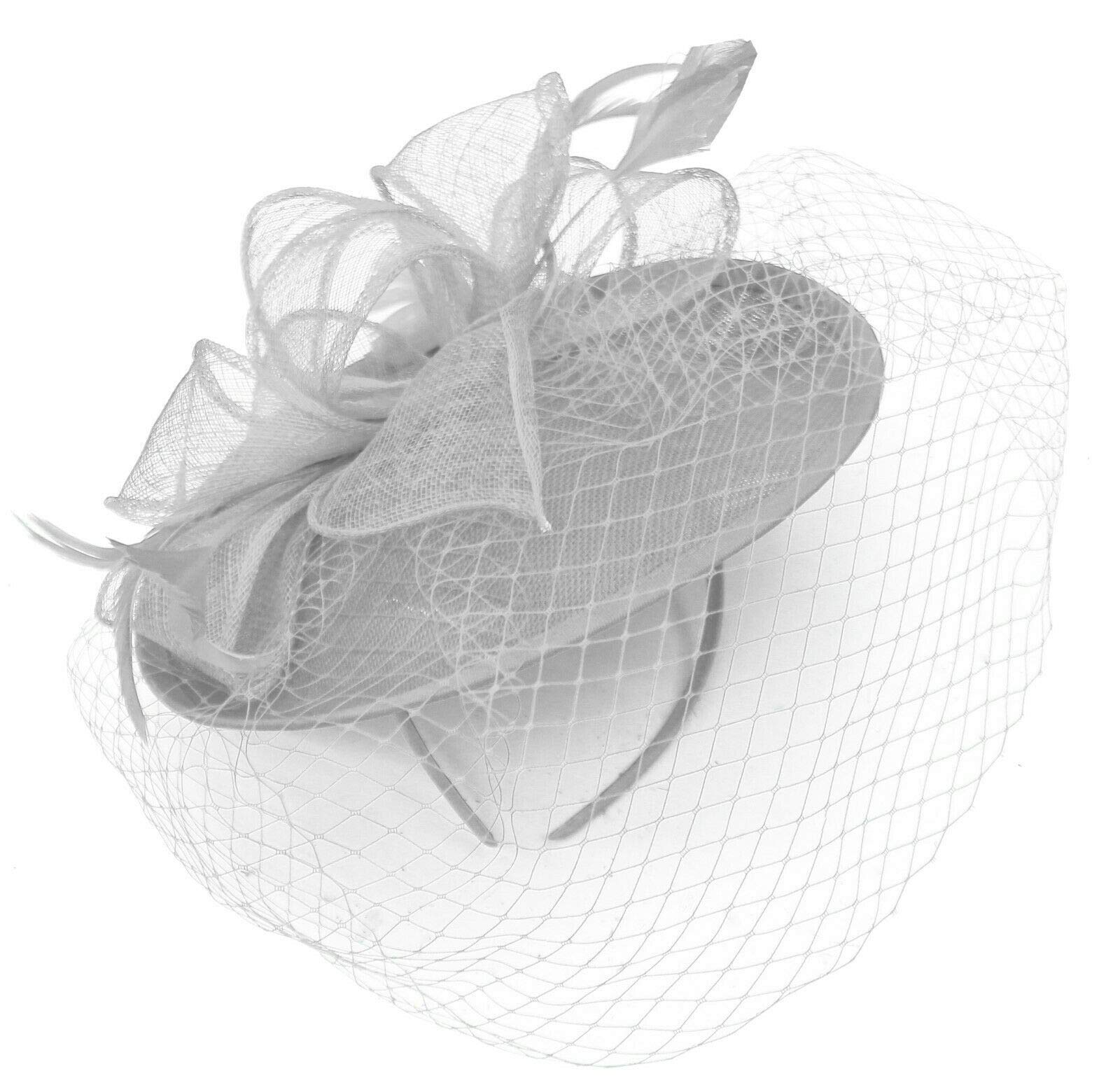 CapriliteSaucer Sinamay Headband Fascinator Wedding Ascot Hat Hatinator Birdcage Veil