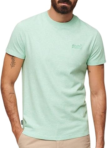 Superdry Mens Organic Cotton Essential Logo T-Shirt Light Mint Green Marl Size M