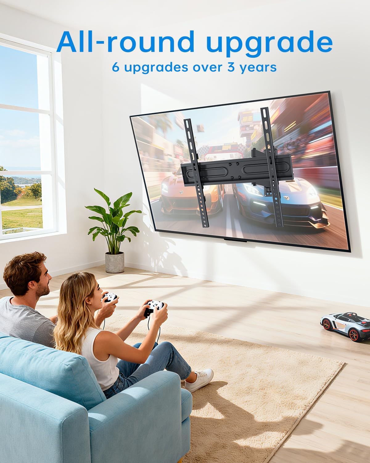 Full Motion TV Wall Mount for Most 32-55 inch TVs up to 66 lbs, Rotation, Swivel, Tilt Articulating Wall Mount Bracket with Magnetic Level and Cable Storage for Corner Living Room Max VESA 400x400mm