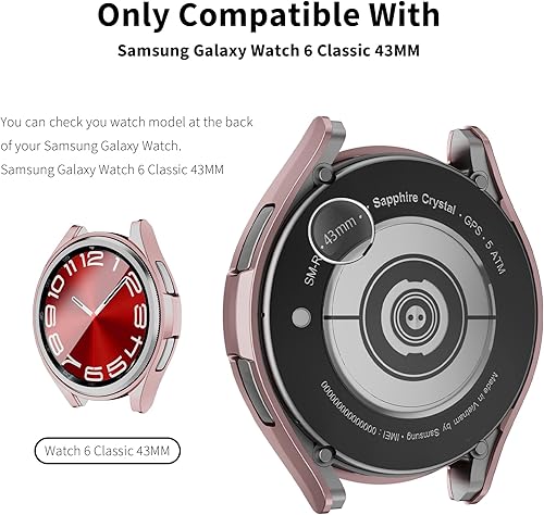 Miniatura 2 de XINGHAO Paquete de 3 + 3 fundas para Samsung Galaxy Watch 6 Classic de 1.73 pulgadas con vidrio templado, policarbonato duro, impermeable,