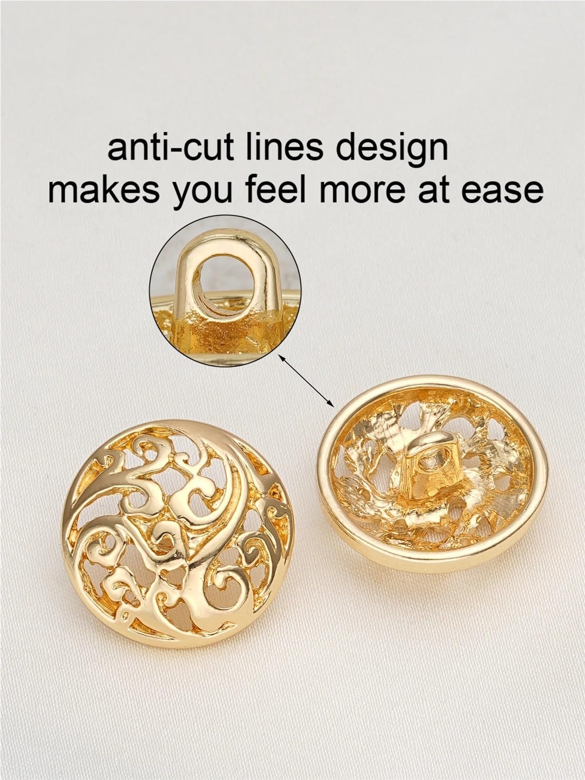 Lot de 20 boutons dorés vintage en métal de 17/20 mm pour vêtements tendance (noir, 17 mm)
