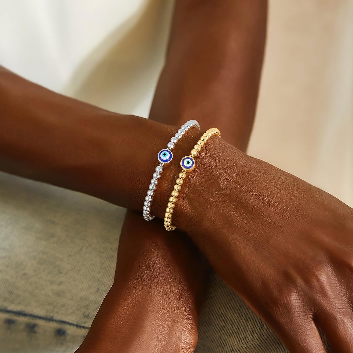 Gold Bracelets for Women 14K Gold Beaded Bracelets Stackable Bracelets for Women Gold Charm Bracelet Non Tarnish Gold Jewelry for Women Trendy - Image 4