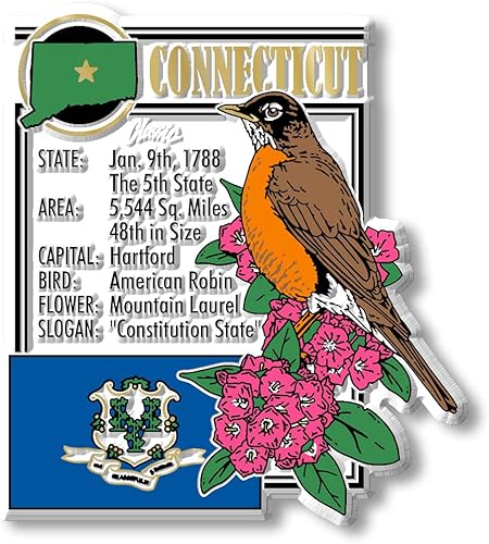 Miniatura 2 de Connecticut - Juego de imanes estatales de seis piezas de Classic Magnets, incluye 6 diseños únicos, recuerdos coleccionables fabricados en los