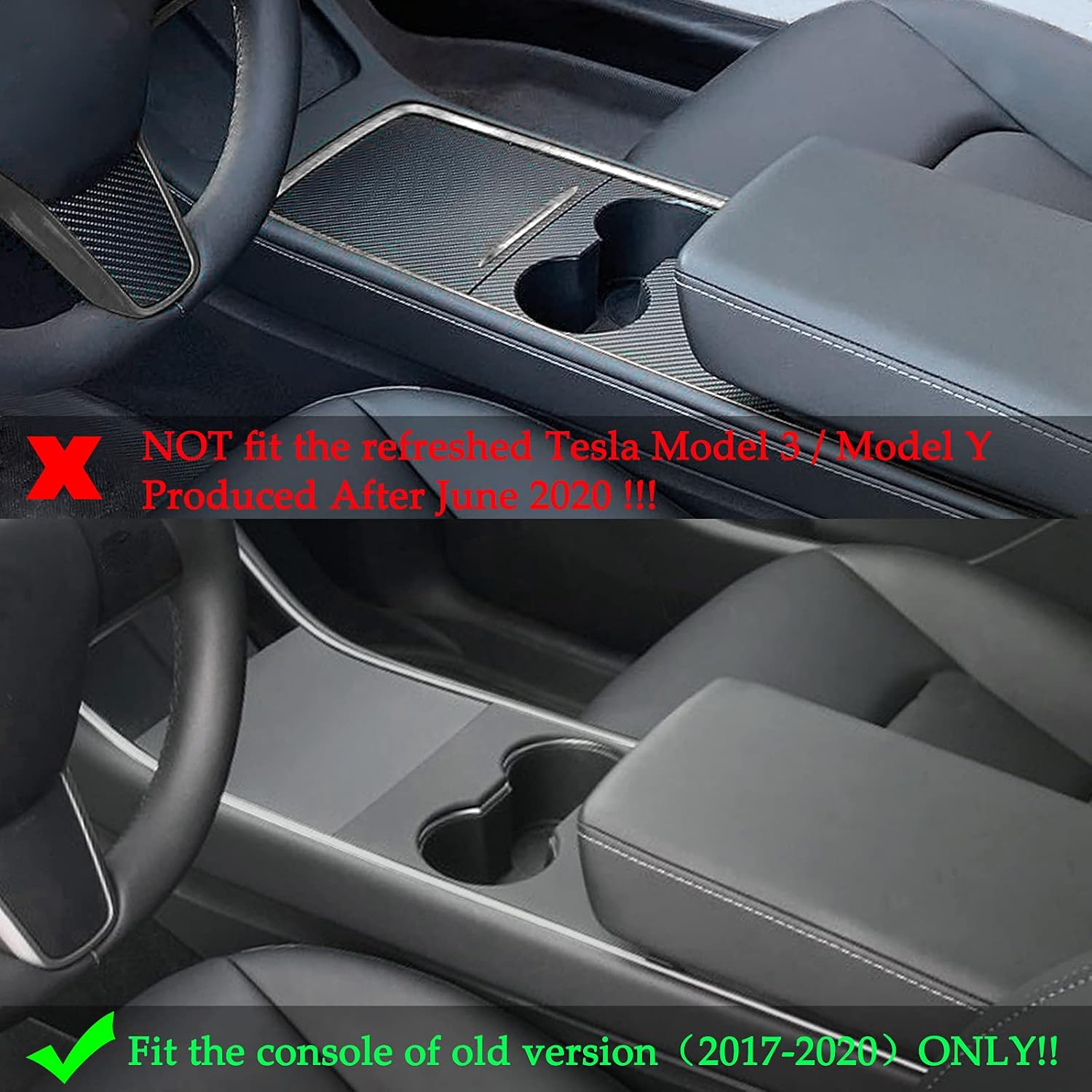 JDMCAR Center Console Organizer Compatible with Tesla Model 3 / Model Y Accessories 2017-2020 Flocked Tray Insert - OEM Style