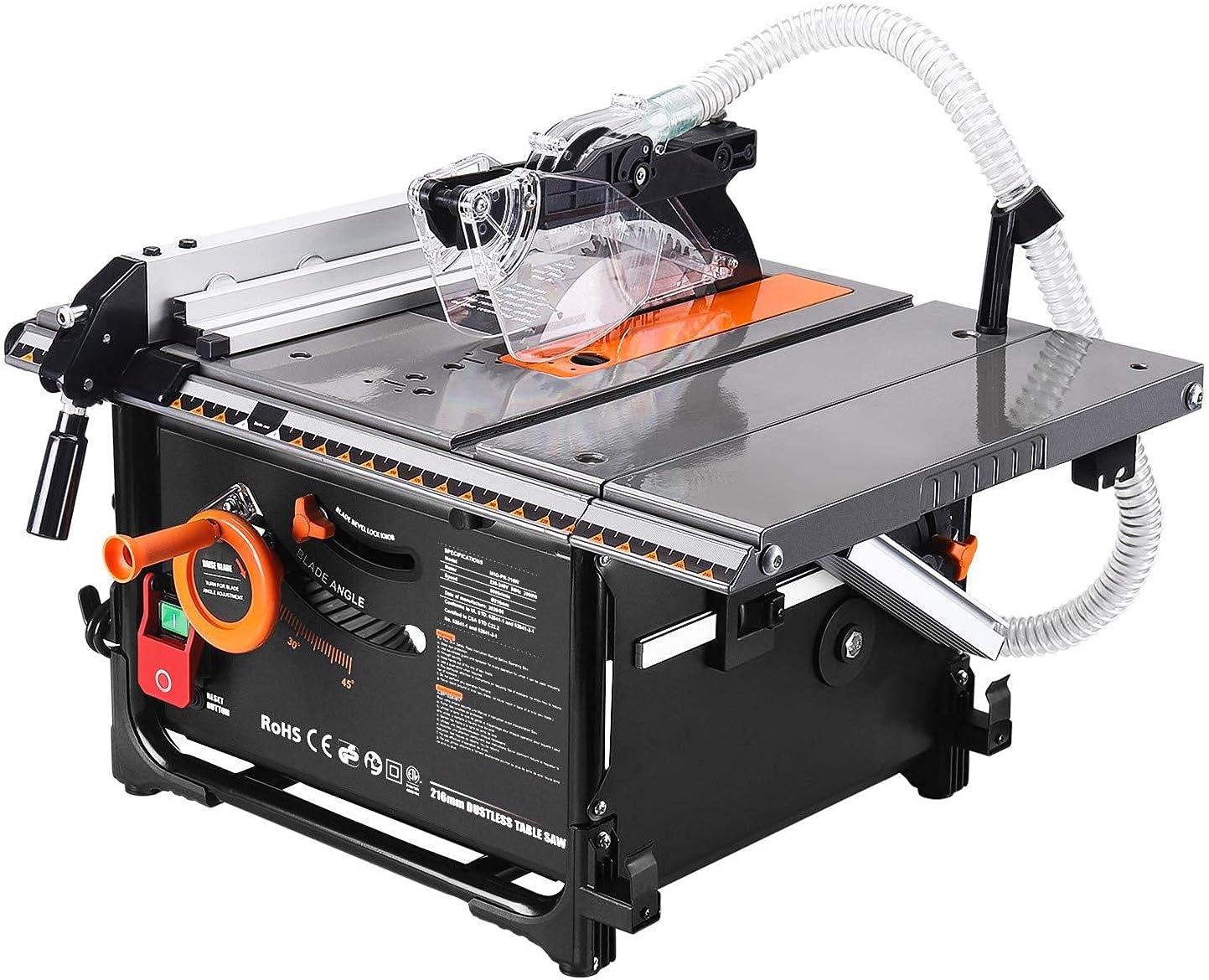 Sega da Banco 2000W, Predisposizione di Aspiratore (98% Tasso di  Aspirazione dei Trucioli), 5000 giri/min, Lama 60T, 45º Taglio Inclianto,  Tavolo Allungabile in Alluminio : Amazon.it: Fai da te