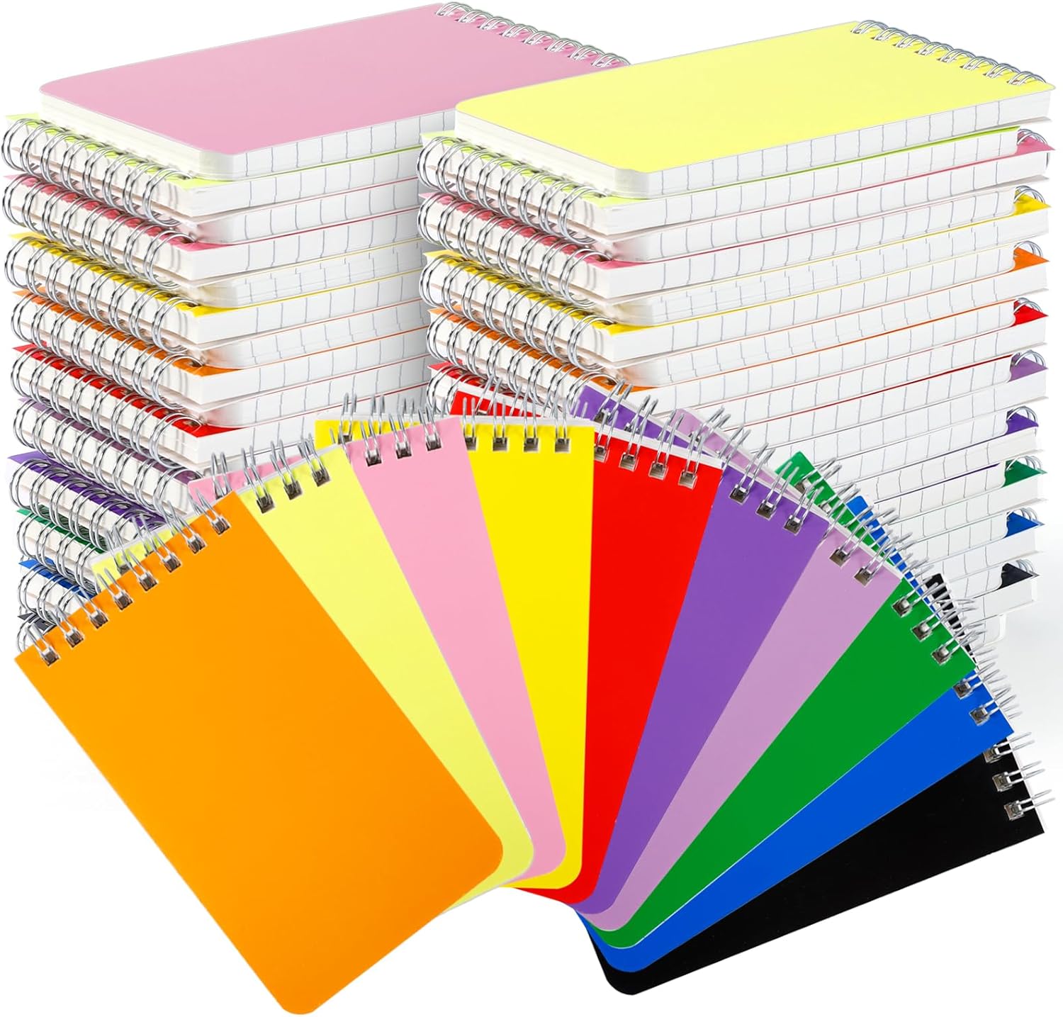 50 Pack 3x5 Inch Mini Spiral Notebooks Bulk, Small Lined Notepads Top Bound, Pocket Notebooks for Note taking, Listing, Planning, 60 Sheets/120 Pages(10 Colors)