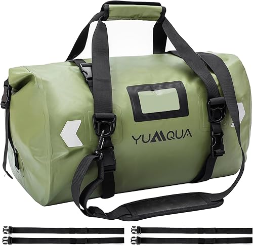 YUMQUA Waterproof Duffel Bag, Motorcycle Duffle Bag, Heavy Duty Roll Top Large Dry Bags Waterproof with Durable Straps & Handle for Travel Outdoor
