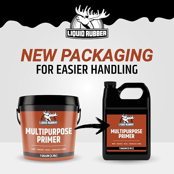 Liquid Rubber Multipurpose Primer - Use on Concrete and Wood, Water-Based Non-Toxic and Fast Drying, Easy to Apply, 1 Gallon