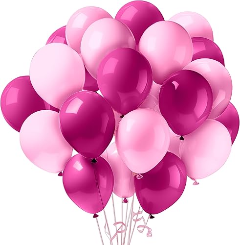 Miniatura 8 de KatchOn, Juego de 60 globos rosa cromado, 12 pulgadas, paquete de 2  Decoraciones de fiesta rosa y decoraciones de graduación rosa