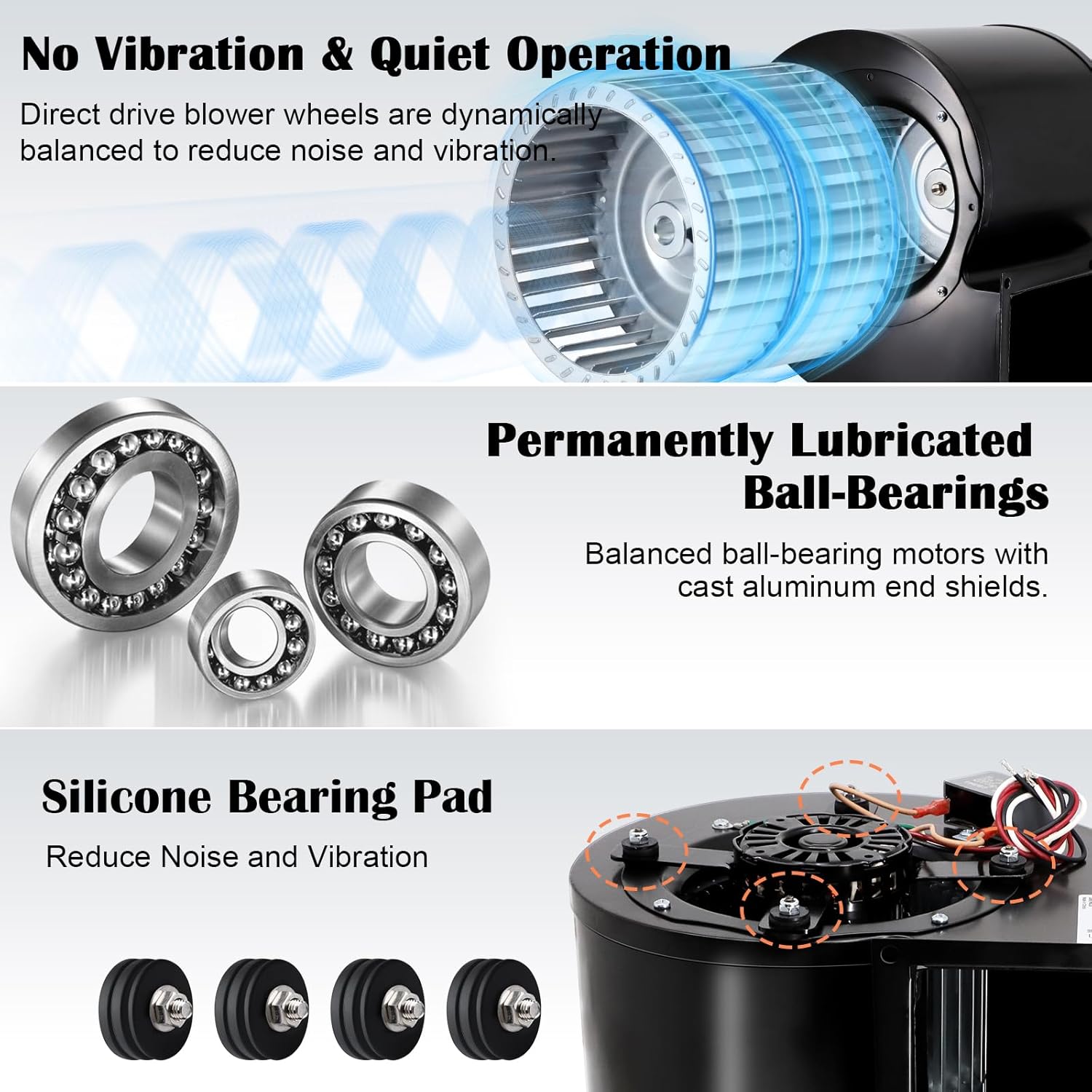 Hiorucet 1TDT8 1TDT8A Blower Motor for Dayton and HVAC Blower Fan, Replacement Dayton 1TDT8, 5C508, Century 9459, JE2J047NS, JE2J047, JEJ047, Fasco 7090-1184, 70901184 Blower 797/549 CFM 2 Speed.