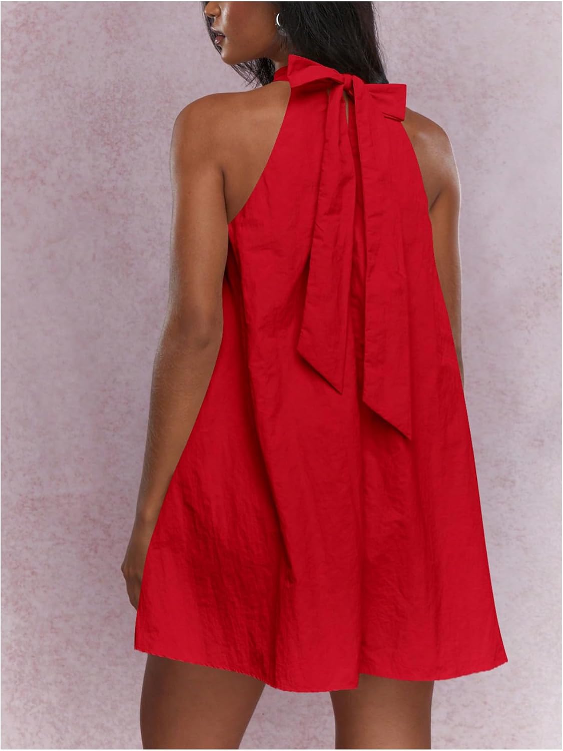 MakeMeChic Women's Sleeveless Halter Dress Tie Back Flowy Summer Mini Dresses - Image 2