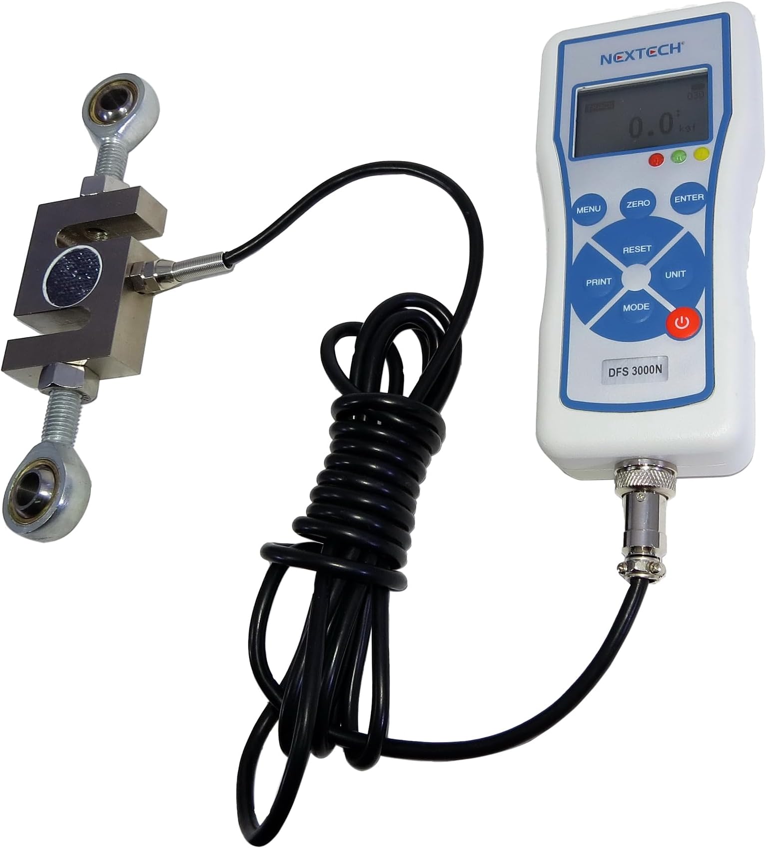 Nextech DFS-X Digital Force Gauge with External, S-Beam Load Cell, 5N to 20,000N, Peak/Track Mode, Invert Display, Pass/Fail LED, USB Output, Back-Lit Graphic LCD, Metal Enclosure (5N, DFS-X)