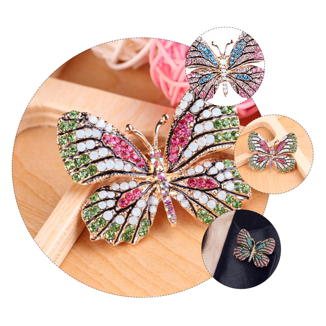 VALICLUD Vergoldete Schmetterlings-tierbrosche Damenschmuck Trachtenbrosche Rhinestone Kleidung Zubehör Korsage Kragen Hübsche Brosche Bunte Mädchendekoration Legierung