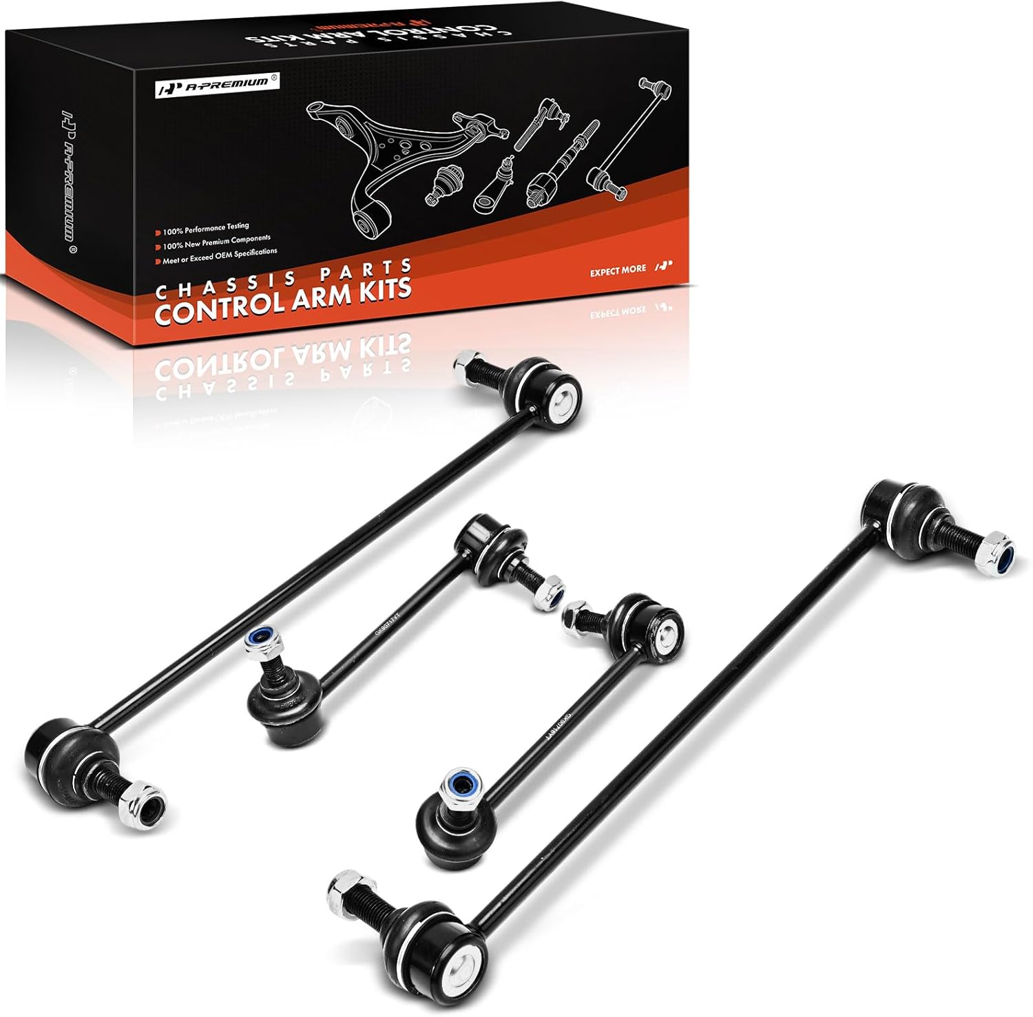 A-Premium Set of 4, Front and Rear Sway Bar Link Stabilizer Link Kit, Compatible with Honda Pilot 2003-2005 & Acura MDX 2001-2005