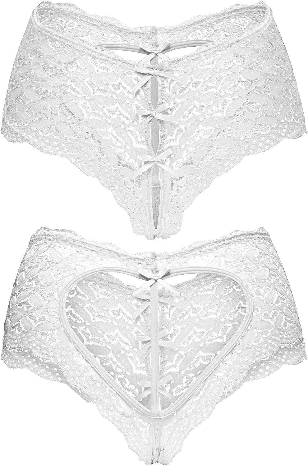 RSLOVE Lace Panties for Women - Heart Back Underwear Hollow Out Cute Briefs for Date Night