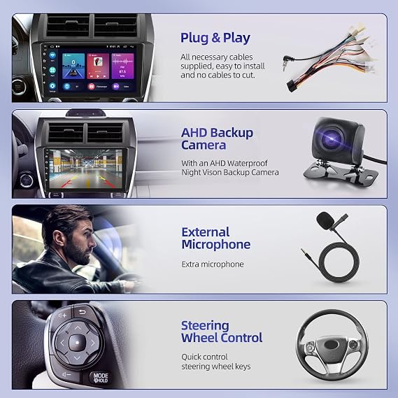 [2+64G] for Toyota Camry Radio 2012 2013 2014 with Carplay and Android Auto, Android 10.1 inch Touch Screen Camry Car Stereo, HiFi Audio/Bluetooth/WiFi Hotspot/SWC/GPS