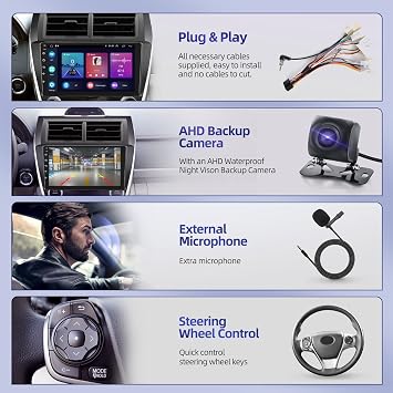 [2+64G] for Toyota Camry Radio 2012 2013 2014 with Carplay and Android Auto, Android 10.1 inch Touch Screen Camry Car Stereo, HiFi Audio/Bluetooth/WiFi Hotspot/SWC/GPS