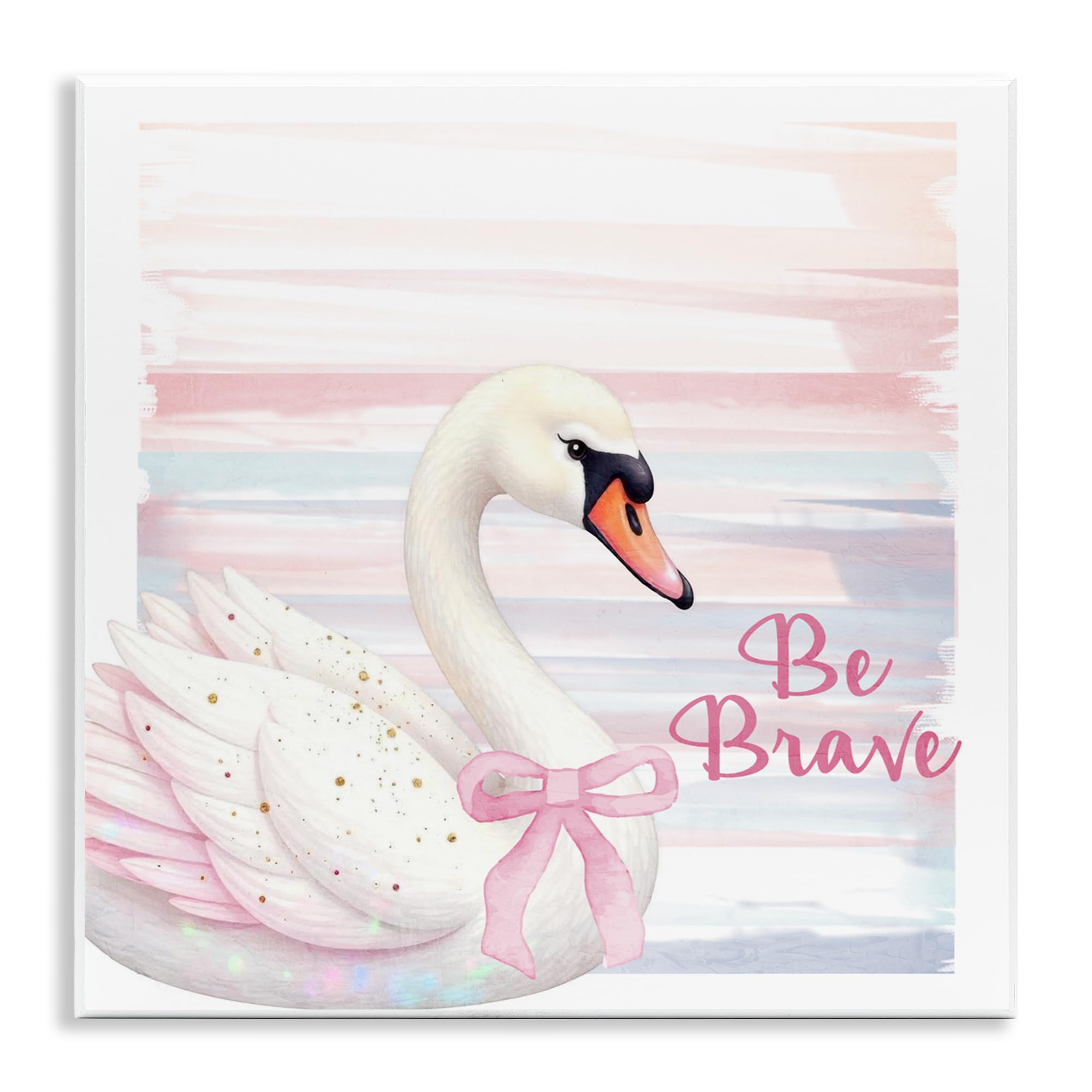 Stupell Industries Be Brave Pastel Swan Wall Plaque Art, design by Kim Allen, 12 x 12