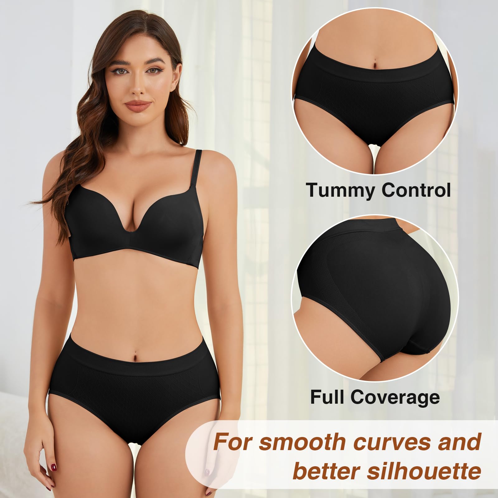 Women Tummy Control Underwear High Waisted Shapewear Seamless Briefs Full Coverage Ladies Panties 4 Pack S-XXXL