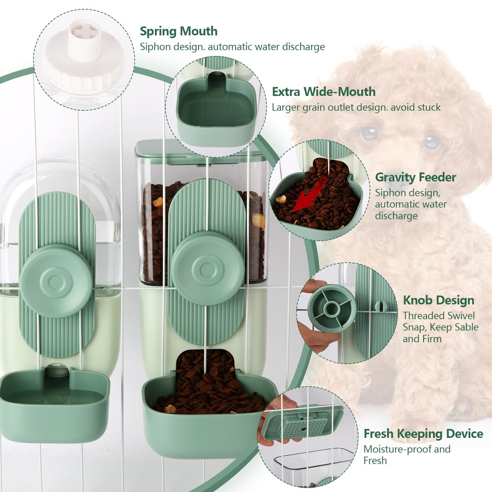 Automatischer Futterspender zum Aufhängen, Schwerkraft-Kaninchen-Futterspender und Wasserspender-Set, Käfig, Katzenfutter und Wasserspender, Futternapf für Hasen, Chinchilla, Igel, Frettchen