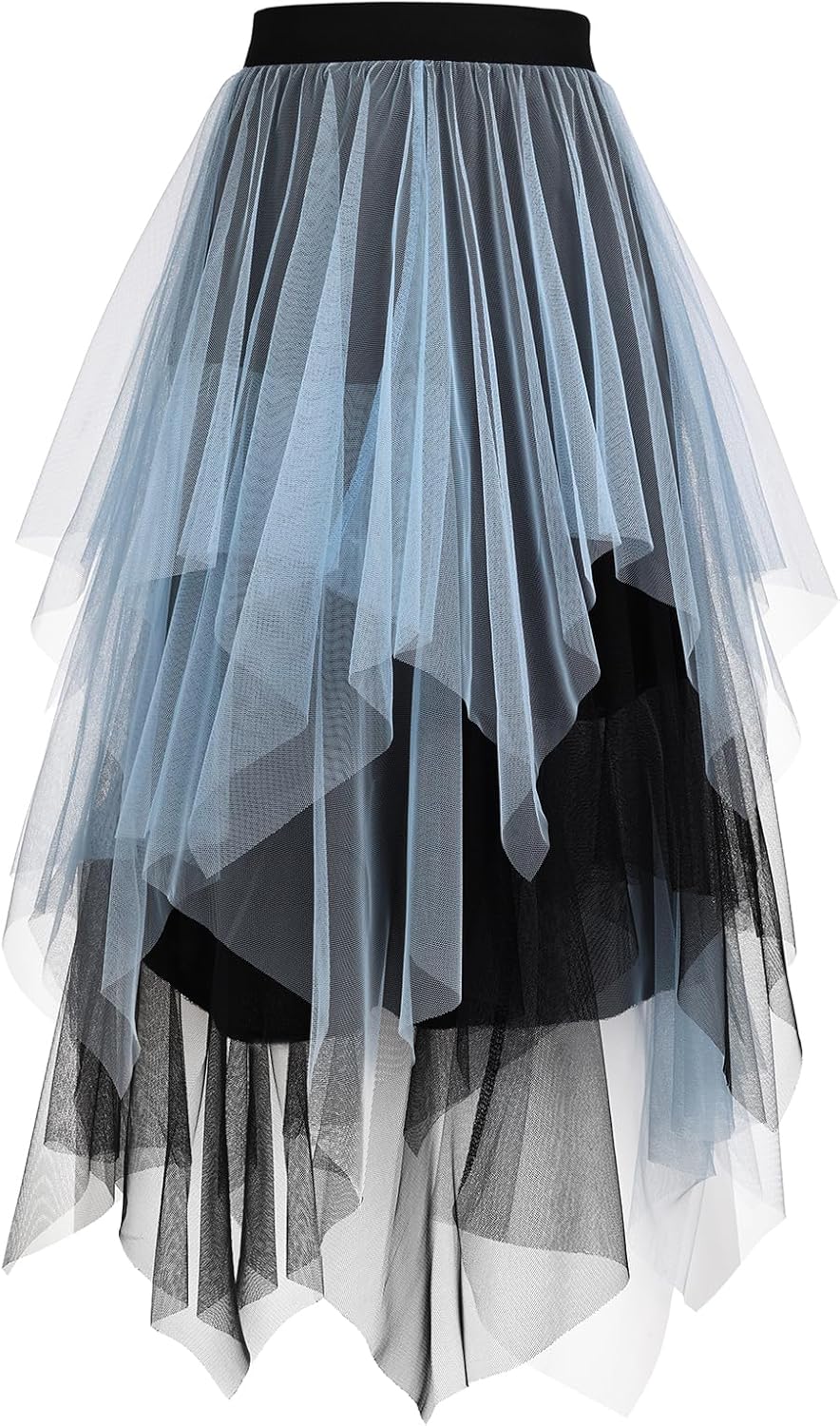 Montrestar Tule rok voor dames, A-lijn, hoge getailleerde rok, High Low Layered Puffy rok, elegante onregelmatige tule rok, lange zomerrok, meerlaagse mesh-rok voor eindexamenbal, carnaval