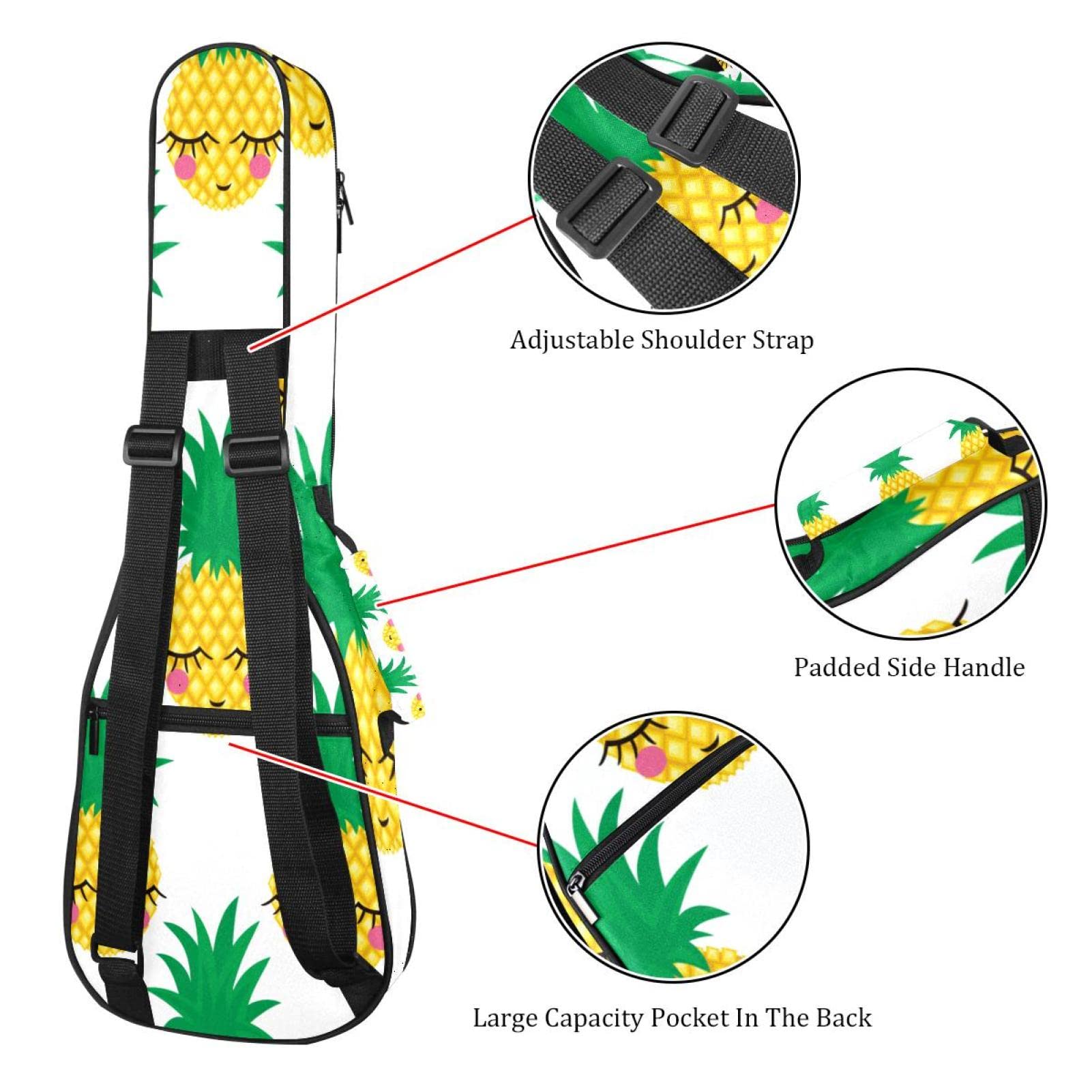 Housse pour ukulélé soprano timide ananas pour ukulélé ténor avec sangles réglables et sac rembourré étanche