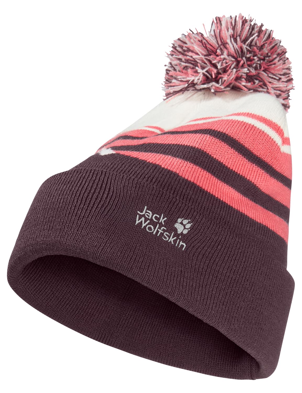 Jack Wolfskin Unisex Kinder Beanie-Mütze Stripy Pompom Beanie K