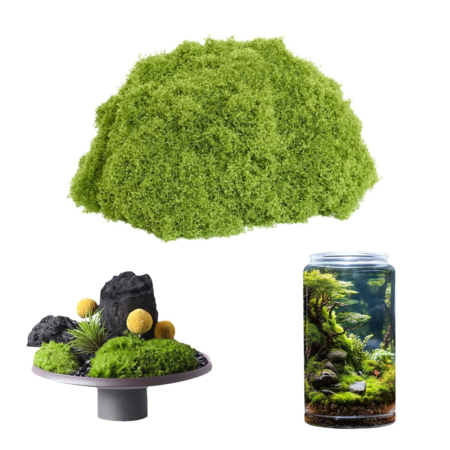 150g Muschio, Muschio Finto per Decorazioni, Muschio Stabilizzato per Bricolage Modellismo Parete Terrario Casa Decori (Verde Chiaro)