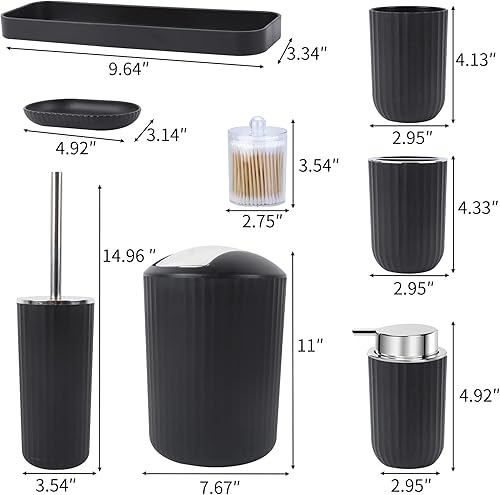 Miniatura 6 de FEILANDUO Juego de accesorios de baño completo, juego de 8 piezas de accesorios de baño con basura, dispensador de jabón, jabonera, taza para