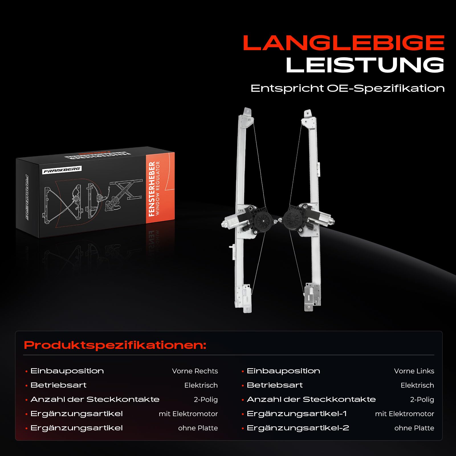 Frankberg 2x Lève-vitre Avant gauche Droite Compatible avec Vivaro Camionnette X83 Trafic II Bus JL Vivaro Break X82 Primastar Bus X83 Vivaro Break X83 Remplacer# 91165704