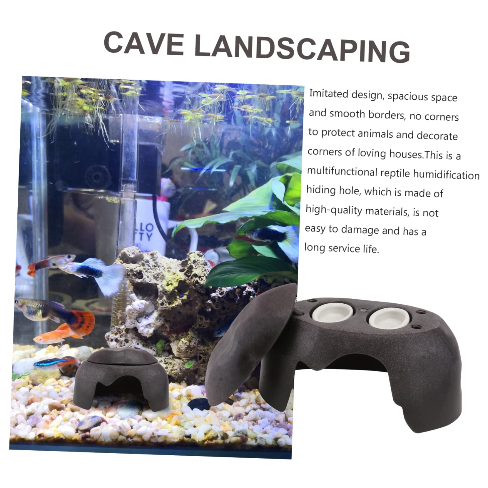 VICASKY 1PC Turtle Humidification Shelter for Reptiles Ceramic Basin Hiding Cave Habitat for Turtles Lizards and Animals for Moisture and Hiding