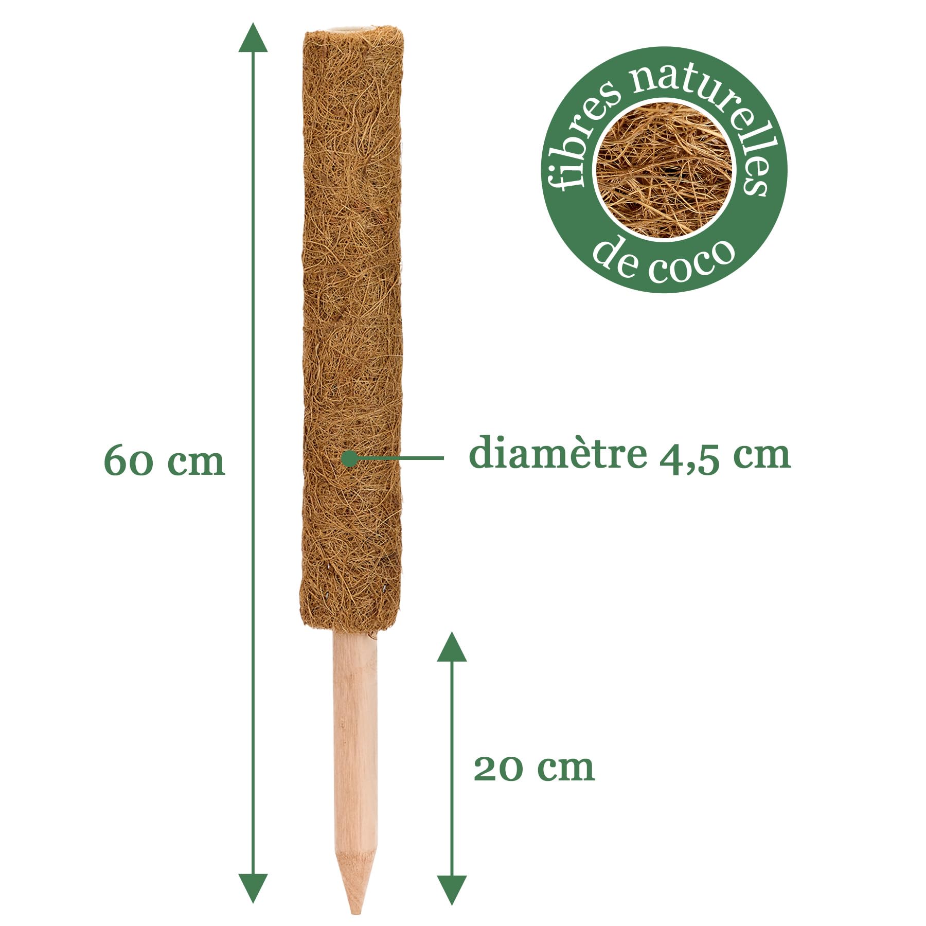 La cordeline Lot 10 Tuteurs Plante Grimpante 60cm, Support Coco Naturel, Extension tuteur pour Monstera, Jardin, Plante Maison, Marron