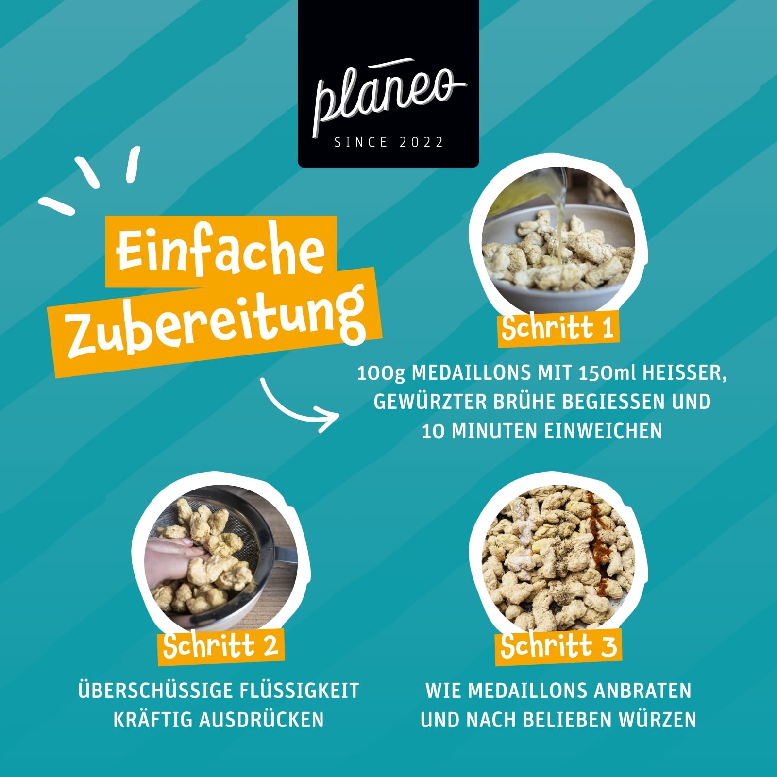 Planeo Bio Erbsen Medaillons 600g - Vegane Fleischalternative aus Erbsen und Ackerbohnen, Hoher Proteingehalt