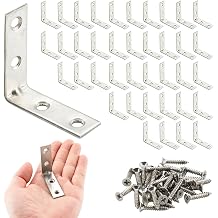 HOME MASTER HARDWARE 2" L Brackets, 40 Pack Stainless Steel Corner Braces | 90 Degree Right Angle Bracket, Rust Resistant, Reinforced Joint Support for Furniture Cabinets Shelves and DIY Projects