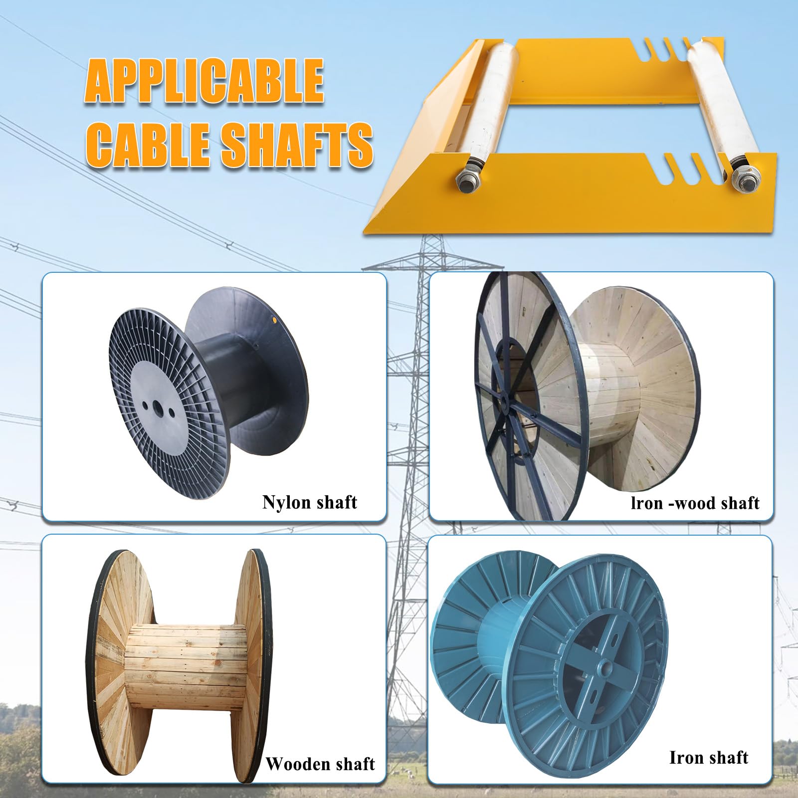 Dispensatore di Cavi in Acciaio ad Alta Resistenza, Supporto Rotante 500 kg, Svolgitore per Bobine Ø30-70cm, Rulli di Supporto Regolabili Dispositivo per Tamburo