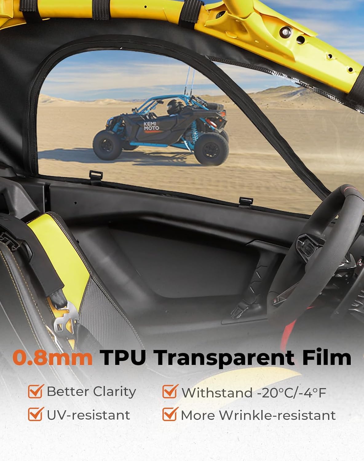 KEMIMOTO Maverick R Soft Upper Doors Compatible with Can-Am Maverick R 2024 2025, Enclosures New Zippers Water-Resistant Soft UTV Cab Enclosure Upper Windows Replace #715007182, 715007372