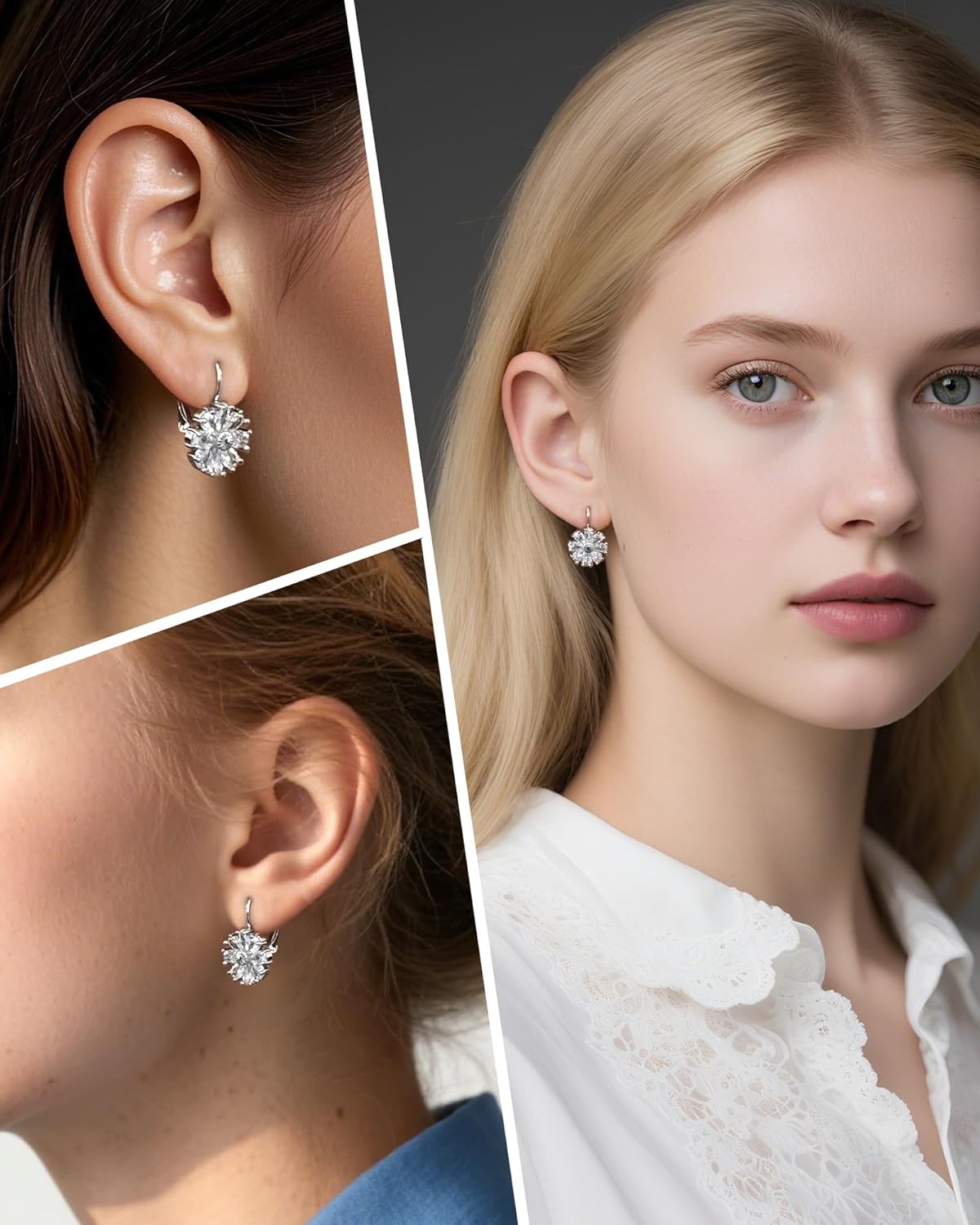 Gold Plated Flower Earrings Birthstone Leverback Earrings Hypoallergenic Vintage Floral Earrings for Women Trendy - Image 5