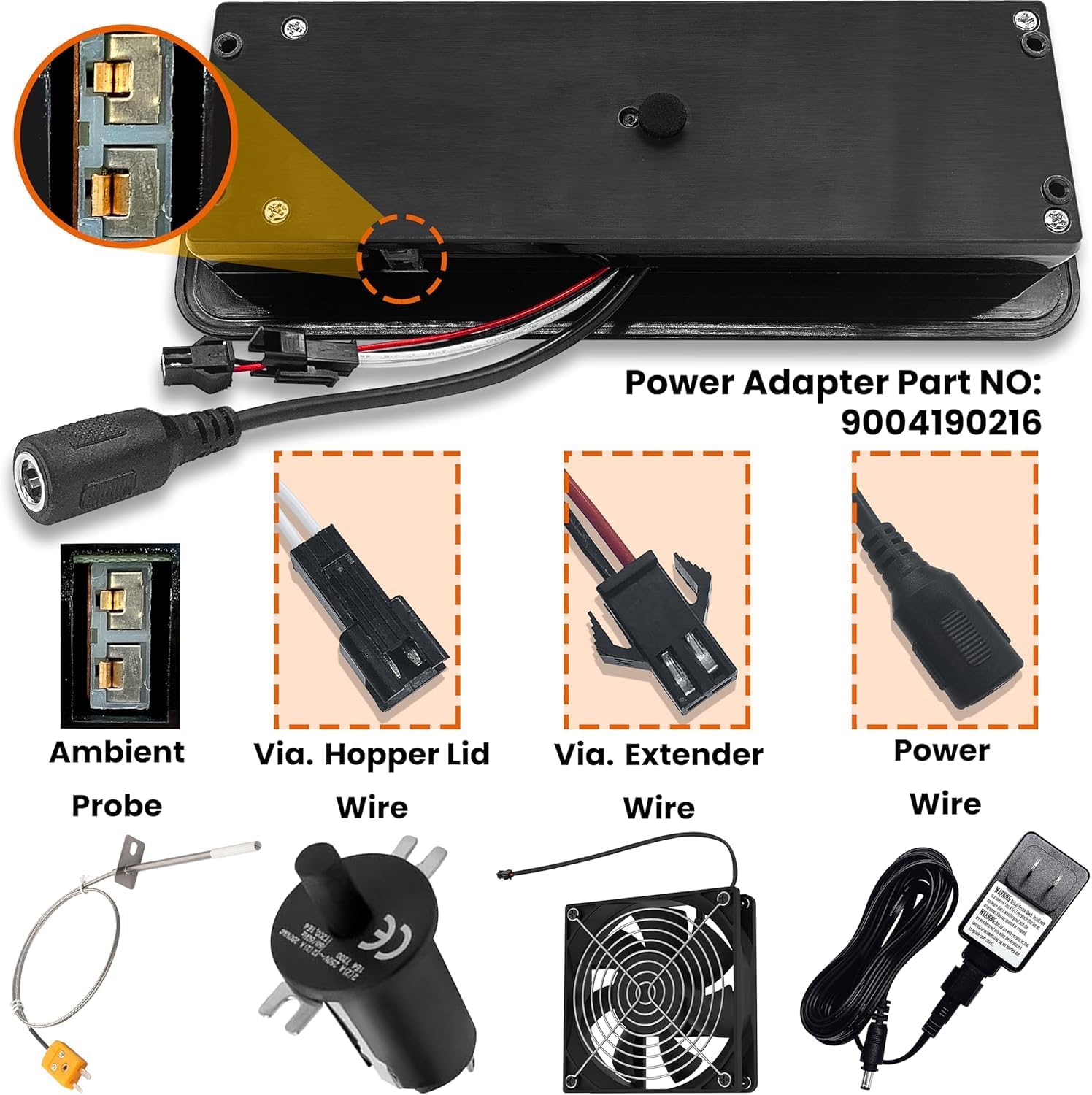 Upgraded Replacement Non-WiFi Controller/Control Board Kit for Masterbuilt Gravity Series 560/800/1050 Digital Charcoal Grill + Smoker with Splash-Proof Power Adapter