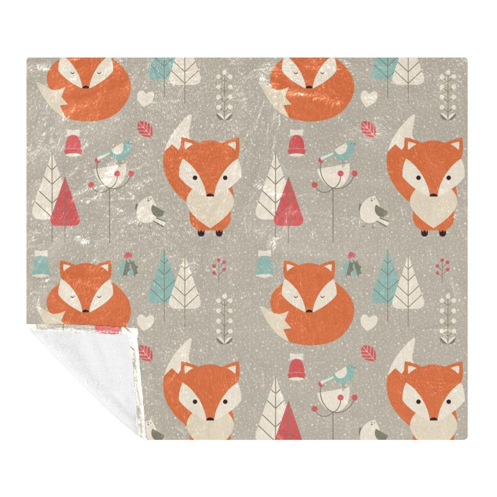 Couverture polaire en microfibre Little Fox 150x200 cm pour lit et canapé