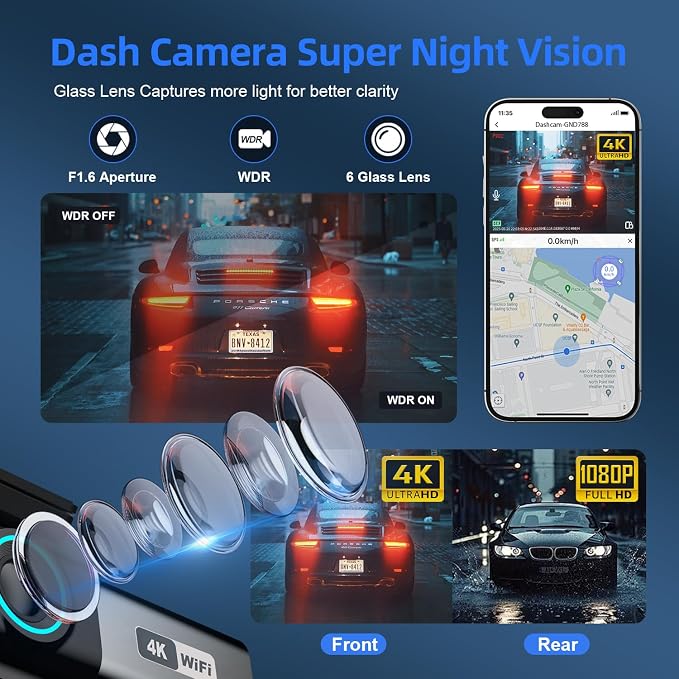 Cámara Dash Cam 4K frontal y trasera para carros miniatura 4