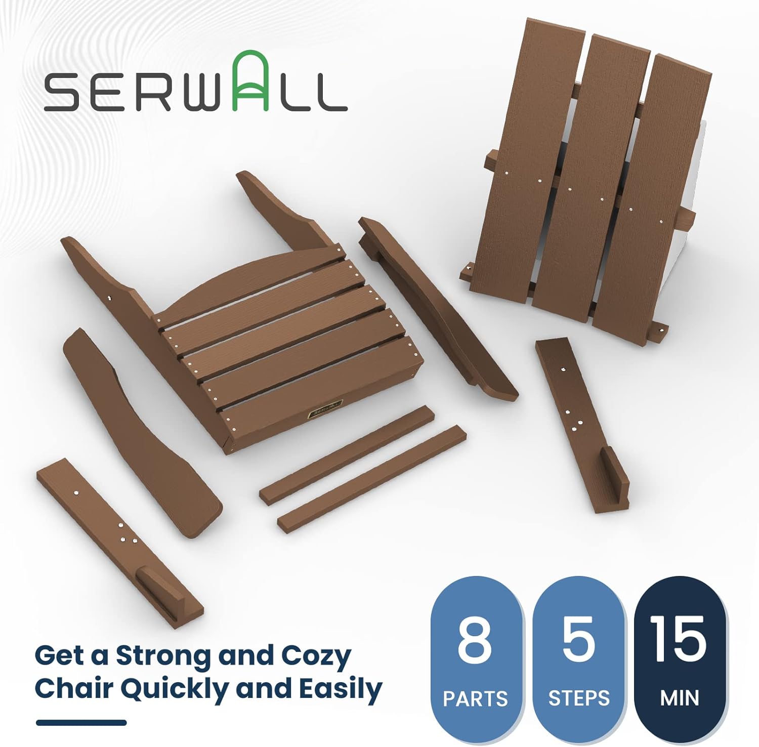 SERWALL Oversized Adirondack Chair with Modern Back Lawn Chair Outdoor Chairs Painted Weather Resistant- Brown : Patio, Lawn & Garden