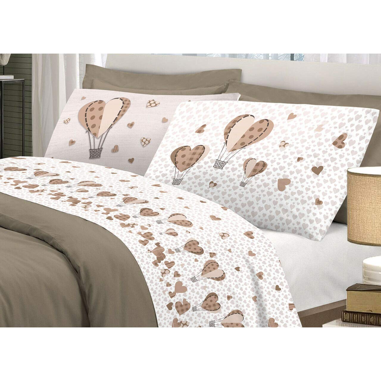 PENSIERI DELICATI Completo Lenzuola Cotone Letto Matrimoniale Stampato 0831