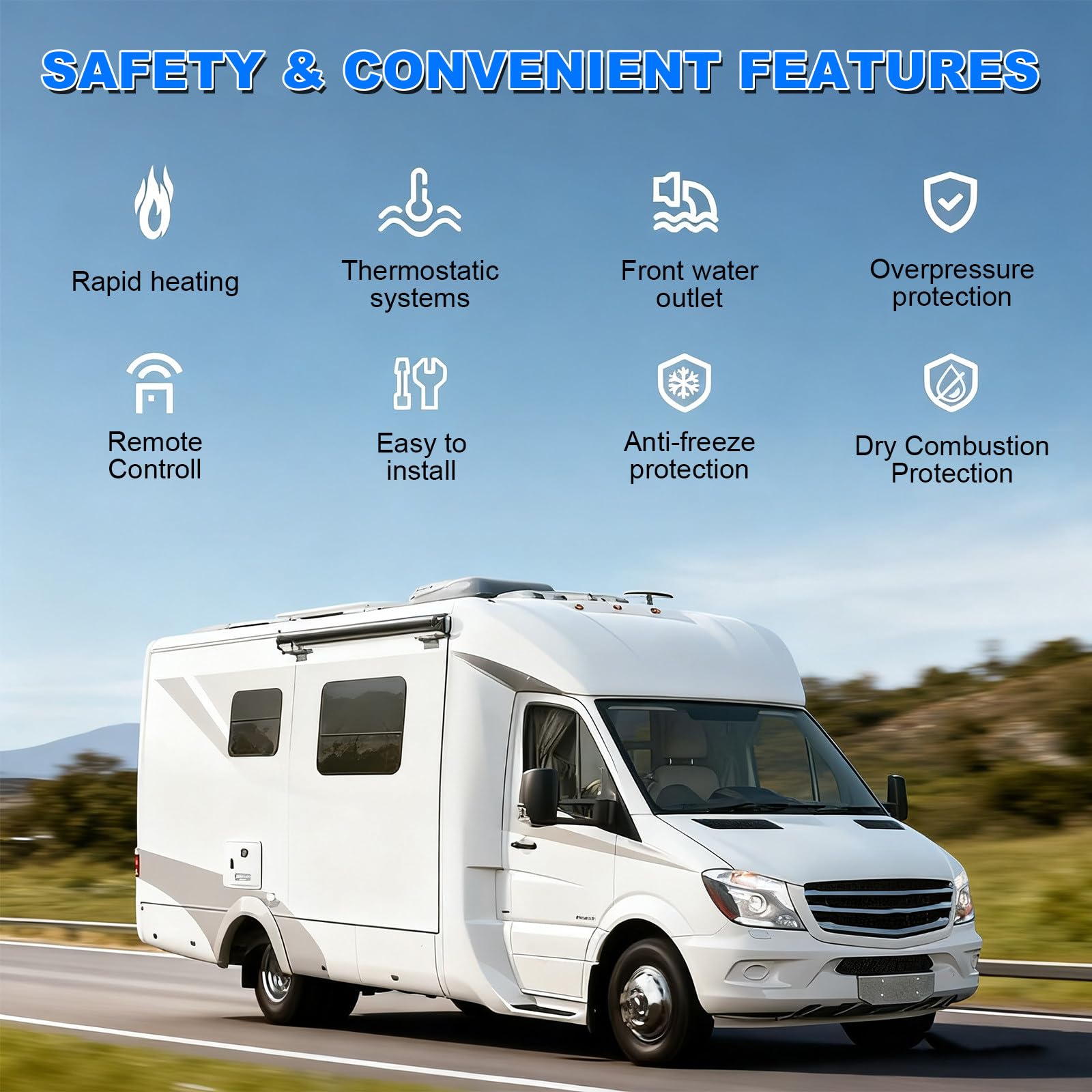 Durchlauferhitzer Für Wohnmobile | 55.000 Btu Wohnmobil-Warmwasserbereiter Mit 15x15-Zoll-Tür, 12 V Gleichstrom, Edelstahlbrenner Und Smart Panel Für Alle Wohnmobile/Camper Black