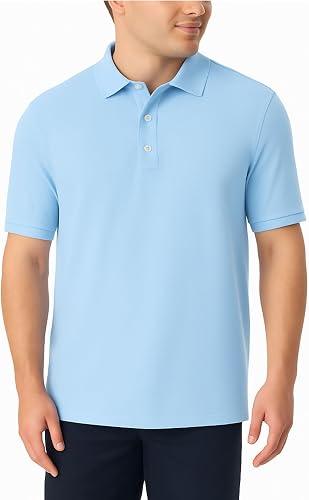French Toast Unisex Sleeve Pique Polo Shirt , Light Blue, L
