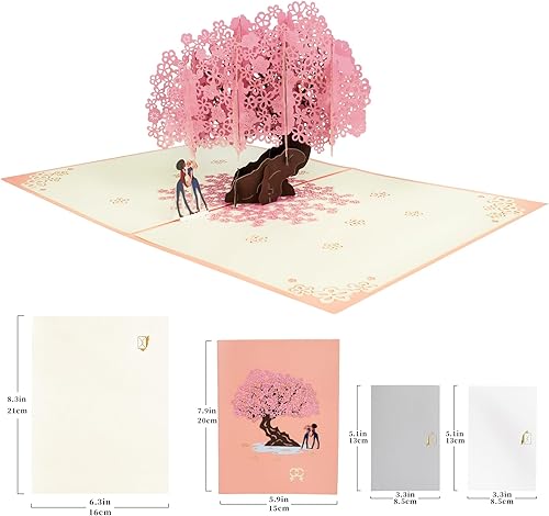 Miniatura 9 de GREETING ART Tarjeta de San Valentín lesbiana, tarjetas del día de San Valentín para esposa, tarjeta desplegable de flor de cerezo, tarjeta