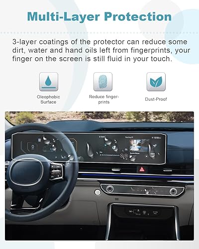 Miniatura 42 de CDEFG Protector de pantalla de vidrio para Telluride: Protector de pantalla táctil para pantalla de automóvil, vidrio templado 9H, antiarañazos